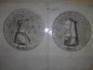 Gaiilard (?) und J. Robert (?): PORTRAITS MEDAILLONS (Lateinische Schriftzug) von KÖNIG LUDWIG XII (Louis XII, Roi de France) u. ANNE DE BRETAGNE (Königin v.. 