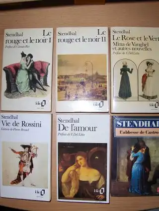 Stendhal, Friedrich von: 6 Livres de Poche / 6 TASCHENBÜCHER in franz.-Sprache: &quot;Le Rose et le Vert&quot; - &quot;Le rouge et le noir I + II&quot; - &quot;L`abbesse de Castro&quot; - &quot;Vie de Rossini&quot; - &quot;De l`amour&quot;.