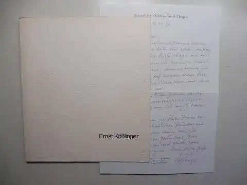 Müller-Mehlis (Einleit.), Reinhard und Ernst Kößlinger *: KATALOG Ernst Kößlinger 1965/1980 Zeichnungen Radierungen Holzschnitte Linolschnitte Lithographien. + Or.-handgeschr. BRIEF (dat.10.12.1990). 