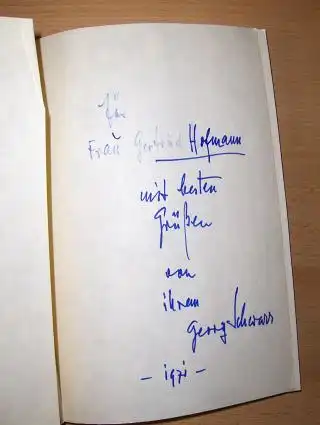 Schwarz *, Georg: ateliergespräche. Mit einer Rede auf Georg Schwarz von Herbert Günther. Herausgegeben von der Gesellschaft der Münchner Bücherfreunde als Jahresgabe. 