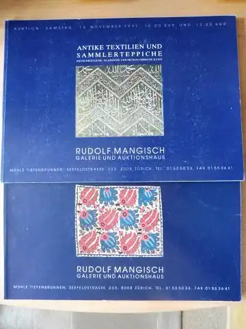 Mangisch, Rudolf: 2 AUKTIONSKATALOGE ANTIKE TEXTILIEN UND SAMMLERTEPPICHE / Frühchristliche, Islamische und Präkolumbische Kunst   RUDOLF MANGISCH GALERIE UND AUKTIONSHAUS, ZÜRICH *. AUKTION: Fr.. 