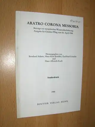 Flashar, Hellmut: Die Anfänge der neuzeitlichen Schauspielmusik - Zum antiken Drama und zur Antike in der frühen Oper. Sonderdruck - Estratto - Extraits aus ARATRO CORONO MESSORIA - Beiträge zur europäischen Wissensüberlieferung. 