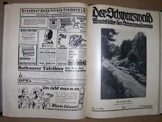 Versch. Autoren: Der Schwarzwald. Monatsblätter des Schwarzwaldvereins. 71. Vereinsjahr 1934. 12 Hefte gebunden. 