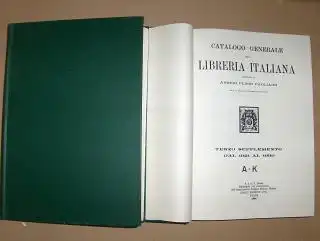Pagliaini (Compilato), Arrigo Plinio: CATALOGO GENERALE della LIBRERIA ITALIANA. 2 BÄNDE *. TERZO SUPPLEMENTO DAL 1921 AL 1930  A - K / L - Z.  (2 Volumes). 