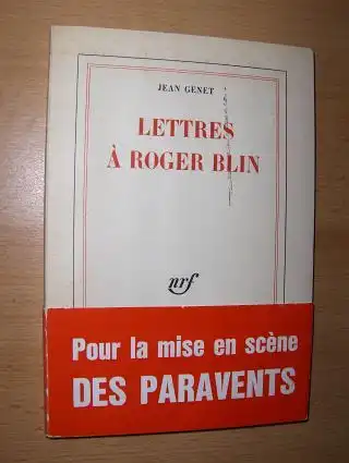 Genet, Jean: LETTRES A ROGER BLIN Pour la mise en scene DES PARAVENTS (Auf rotes Papierbanderolle). 