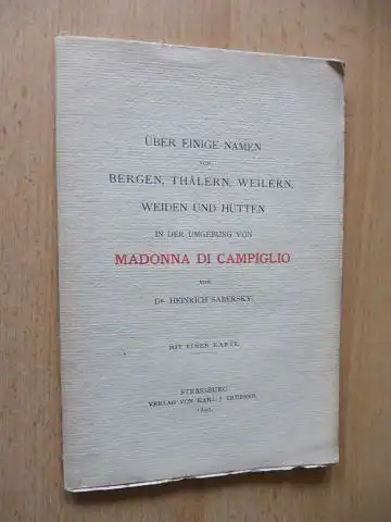 Sabersky, Dr. Heinrich: ÜBER EINIGE NAMEN VON BERGEN, THÄLERN, WEILERN, WEIDEN UND HÜTTEN IN DER UMGEBUNG VON MADONNA DI CAMPIGLIO *. MIT EINER KARTE. 