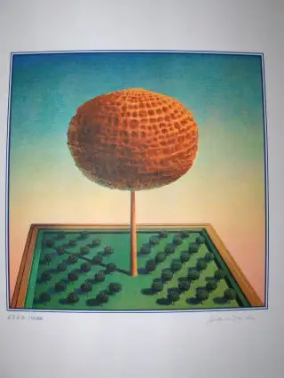 RUDOLF HAUSNER *. ORIGINAL-Mehrfarb.-SIEBDRUCK: "Adams Lebensbaum" Phantast. Garten mit Bäume. Handsigniert unt.-rechts mit Bleistift. Numer. 6247/10000. 0