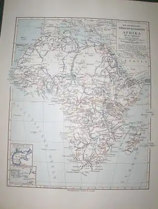 Handtke, F: Mehrfarb. Karte von AFRIKA : DIE WICHTIGSTEN FORSCHUNGSREISEN IN AFRIKA bis zur Gegenwart. Maßstab: 1: 38 000 000. 