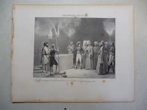 Vogel (?) und R. Fay: NAPOLEON-GRAPHIK: PYRAMIDES DE GIZEH. Napoleon accompagne des chefs musulmans visite l`interieur de la grande pyramide. 