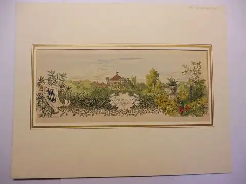 ANSICHT SCHLOSS POSSENHOFEN AM STARNBERGER SEE - FARB.-HOLZSTICH AUS: NEUE ILLUSTRIERTE ZEITUNG Nr. 33. SEITE 519 - II. Band 1881. Im Druck signiert. 