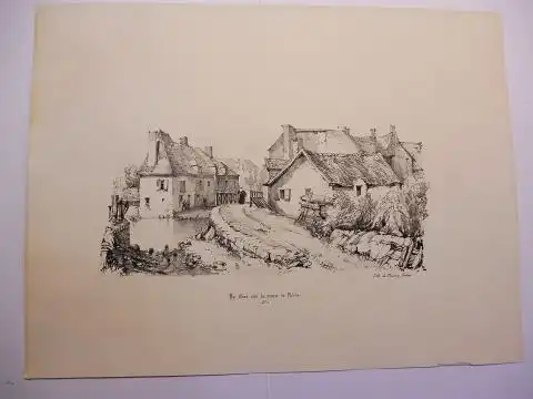 Osmond, Comtesse d`,  Thierry Freres (Lithographies) und  Pontaret: Original-Lithographie (s/w) aus "Souvenirs de Neris et de ses environs"  * : Au Gue sur la route de Neris". N° 1. 