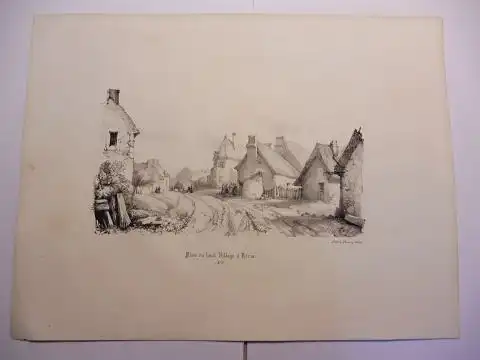 Osmond, Comtesse d`,  Thierry Freres (Lithographies) und  Pontaret: Original-Lithographie (s/w) aus "Souvenirs de Neris et de ses environs"  * : Place du haut Village a Neris. N° 5. 