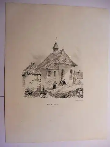 Osmond, Comtesse d`,  Thierry Freres (Lithographies) und  Pontaret: Original-Lithographie (s/w) aus "Souvenirs de Neris et de ses environs"  * : Cour de l`Hopital. N° 6. 