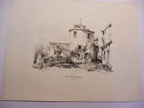 Osmond, Comtesse d`,  Thierry Freres (Lithographies) und  Pontaret: Original-Lithographie (s/w) aus "Souvenirs de Neris et de ses environs"  * : Une tour a Montlucon. N° 12. 