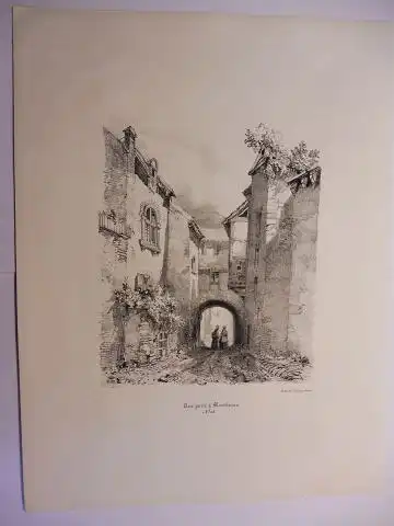 Osmond, Comtesse d`,  Thierry Freres (Lithographies) und  Pontaret: Original-Lithographie (s/w) aus "Souvenirs de Neris et de ses environs"  * : Une porte a Montlucon. N° 18. 