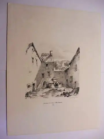 Osmond, Comtesse d`,  Thierry Freres (Lithographies) und  Pontaret: Original-Lithographie (s/w) aus "Souvenirs de Neris et de ses environs"  * : Fontaine de 1500 a Montlucon. N° 19. 