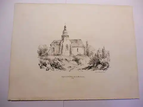 Osmond, Comtesse d`,  Thierry Freres (Lithographies) und  Pontaret: Original-Lithographie (s/w) aus "Souvenirs de Neris et de ses environs"  * : Eglise de St. Victor pres de Montlucon. N° 20. 