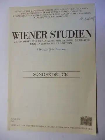 Tränkle, Hermann: Aus WIENER STUDIEN Bd.114 2001: Die neuentdeckten Hexameter des Paulinus von Nola - Ein Diskussionsbeitrag. + AUTOGRAPH *. 