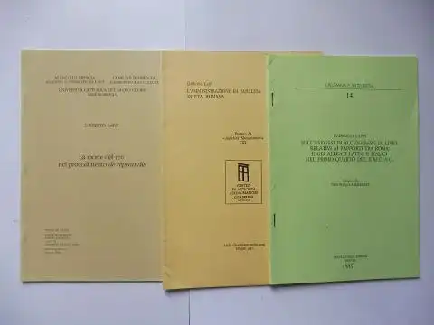 Laffi, Umberto: KONVOLUT VON 3 TITELN v. U. LAFFI: 1) SULL`ESGESI DI ALCUNI PASSI DI LIVIO RELATIVI AI RAPPORTI TRA ROMA E GLI ALLEATI LATINI E ITALICI NEL PRIMO QUARTO DEL II SEC. A.C (Estratto da Pro Poplo Arimenese EPIGRAFIA E. ANTICHITA 14. // L`AMMIN