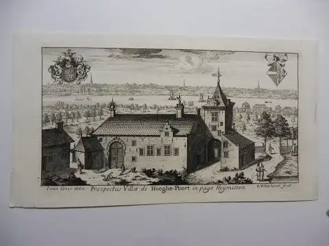 Croes, I. J. van Croes: Original Kupferstich (betitelt): Prospectus Villa de Hooghe-Poort in pago Heymissen (Heyimissen - Heiimysen) *. 