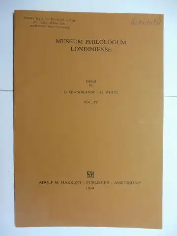 Kokolakis, Minos M., G. Giangrande (Hrsg.) and H. White: 1 TITEL von Minos M. KOKOLAKIS (University of Athens *): "HOMERIC ANIMISM". Sonderdruck - Estratto - Extraits. Aus MUSEUM PHILOLOGUM LONDINIENSE VOL. IV. 