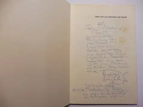 Küster (Katalogbearbeitung), Christian L. und Hans Leip *: HANS LEIP ALS ZEICHNER UND MALER - ZUM 75. GEBURTSTAG. + AUTOGRAPH *. Ausstellung im Altonaer Museum in Hamburg 25. Oktober 1968 - 5. Januar 1969. 