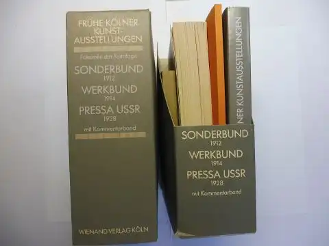 Herzogenrath (Hrsg.), Wulf, Wolfram Hagspiel (Beitr.) Dirk Teuber u. a: FRÜHE KÖLNER KUNST-AUSSTELLUNGEN - Faksimile der Kataloge SONDERBUND 1912 // WERKBUND 1914 // PRESSA KÖLN 1928 // Kommentarband. 4 Bände im Schuber. 