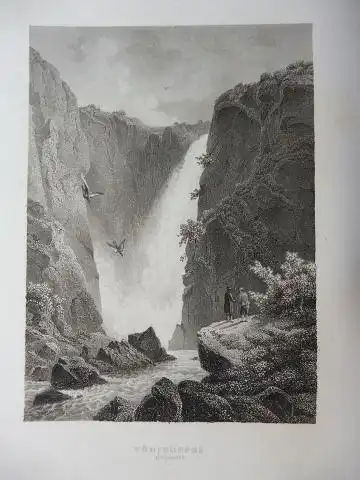 ORIGINAL- STAHLSTICH : VÖRINGSFOS IN NORWEGEN. 