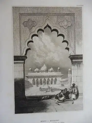 ORIGINAL- STAHLSTICH : MOTI - MUSJET. Pallast (Palast) der Mogul - Kaiser in Agra. 