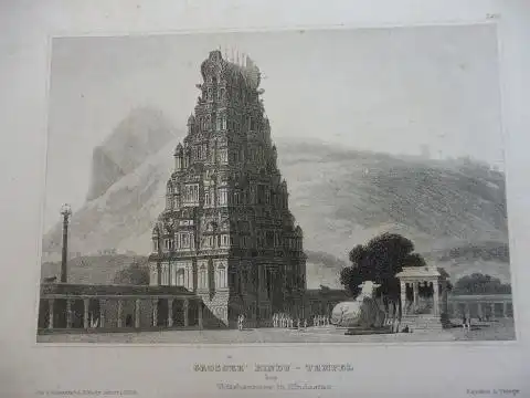 ORIGINAL- STAHLSTICH : GROSSER HINDU-TEMPEL bey Tritchencore in Hindostan. 