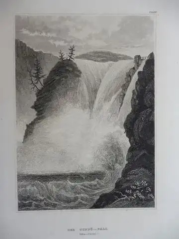 ORIGINAL- STAHLSTICH : DER TOPPÖ-FALL (Göta-Canal). 