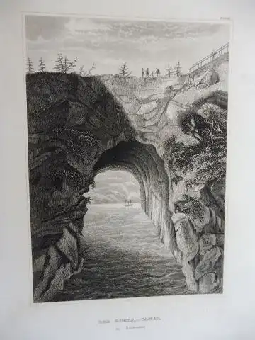 ORIGINAL- STAHLSTICH : DER GOETA-CANAL in Schweden. 