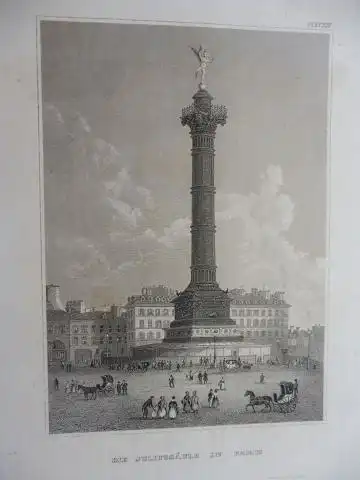 ORIGINAL- STAHLSTICH : DIE JULIUSSÄULE IN PARIS *. 