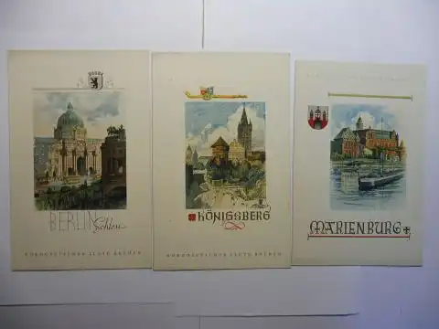 Versch. Autoren: NORDDEUTSCHER LLOYD BREMEN * - 3 x MENÜ-KARTE DAMPFER "BREMEN" - BERLIN Schloss / KÖNIGSBERG / MARIENBURG. Dampfer Bremen Dienstag, 5. April 1938...