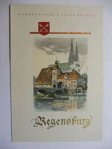 Versch. Autoren: NORDDEUTSCHER LLOYD BREMEN * - 1 x MENÜ-KARTE DAMPFER "BREMEN" - REGENSBURG. Dampfer Bremen Mittwoch, 6. April 1938 Gabelfrühstück / Lunch Touristen-Klasse. Text...