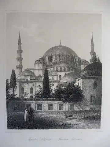 Bertrand, K. und Robertson (Nach Photogr. v.): ORIGINAL- STAHLSTICH : Moschee Soliman - Moschea Soliman *. 