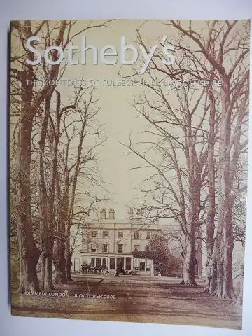 Sotheby`s and Mary Fry, nee Fane: THE CONTENTS OF FULBECK HALL, LINCOLNSHIRE *. Auction Sotheby`s 8. october 2002 (WO2930). 