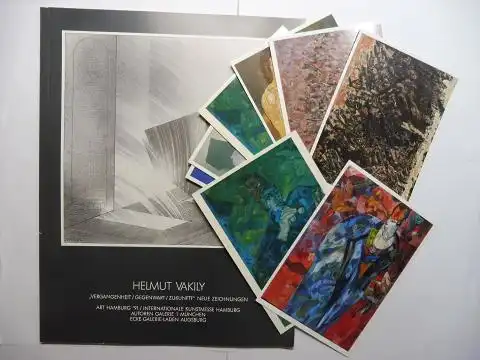 Vakily *, Helmut: HELMUT VAKILY "VERGANGENHEIT / GEGENWART / ZUKUNFT ?" NEUE ZEICHNUNGEN + AUTOGRAPH * + 8 FARB. POSTKARTEN (Malerei Varia). Internationale Kunstmesse Hamburg.. 