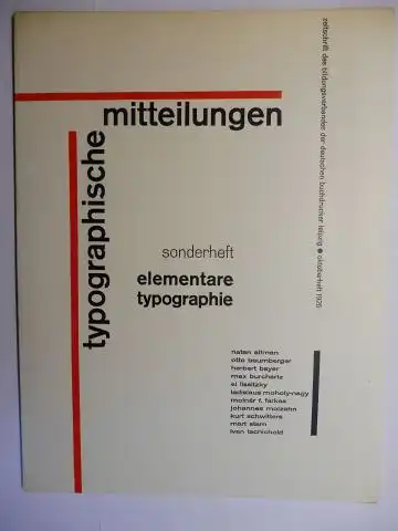 Leu (Vorwort), Prof. Olaf: typographische mitteilungen - sonderheft elementare typographie oktoberheft 1925 (Nachdruck) *. 
