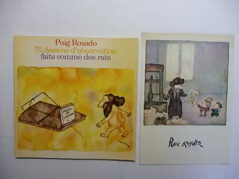 Rosado *, Puig: Puig Rosado - 72 dessins d`observation faits comme des rats. + ZEICHNUNG - AUTOGRAPH *. + (4Seit.)-Karte der Galerie Wolfgang Gurlitt in München 1976 mit Biographie (lose) von Puig Rosado (6 S.). 