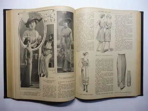 Tedesco, Laure: La Femme chez Elle. Revue Mensuelle Publiée sous la Direction de Mme Laure Tedesco *. 14eme Année du N° 157 (15 Janvier 1912) au N° 168 (15. Decembre 1912). Reliure en demi-cuir rouge (dos). 