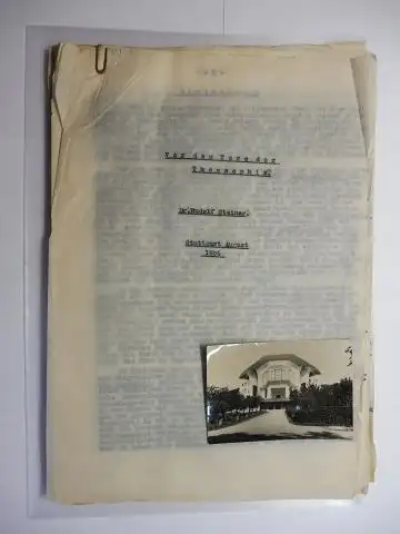 Steiner * (Nachgeschr.), Rudolf, Gertrude Schneider und Helmut von Kügelgen (?): Vor dem Tore der Theosophie. Dr. Rudolf Steiner. Stuttgart August 1906. ORIGINAL.-SCHREIBMASCHINE-TYPOSCRIPT EINES ANTHROPOSOPHEN / IN  *. 