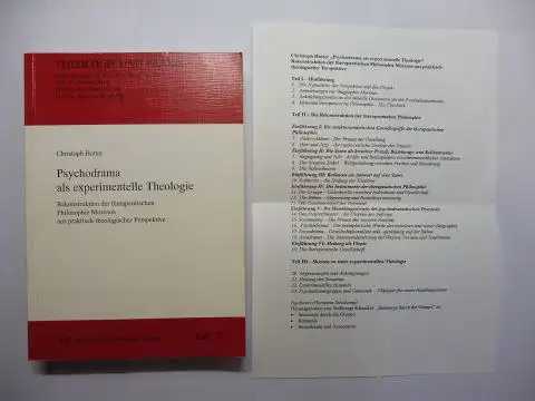 Hutter, Christoph: Psychodrama als experimentelle Theologie. Rekonstruktion der therapeutischen Philosophie Morenos aus praktisch-theologischer Perspektive *. 