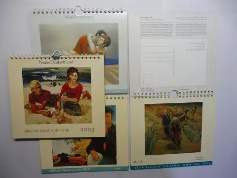 Kohlmetz (Hrsg.), Dr. Irene: 4 KALENDER (48 FARBIGEN POSTKARTEN) Neues Deutschland - Bildende Künstler der DDR. 2003 - 2004 - 2005 - 2006. 