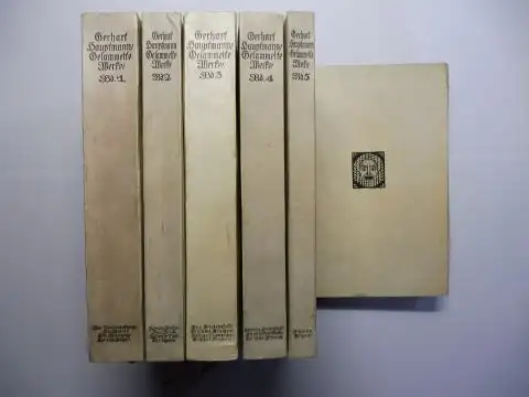 Hauptmann *, Gerhart: Gerhart Hauptmann * Gesammelte Werke in sechs Bänden (Ganzpergament). 1) Soziale Dramen. 2) Soziale Dramen und Prosa. 3) Familiendramen. 4) Märchendramen. 5) Florian Geyer. 6) Märchendramen und Fragmentarisches. 