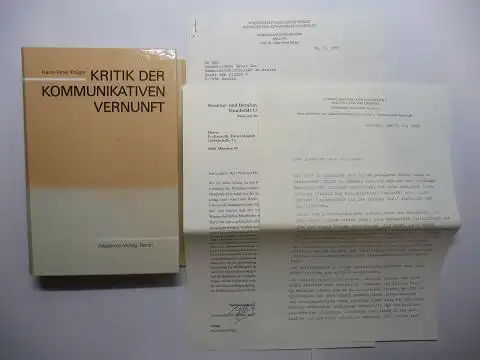 Krüger (Buch), Hans Peter und C.F. (Carl Friedrich) Gethmann (Brief): Kritik der kommunikativen Vernunft. Kommunikationsorientierte Wissenschaftsforschung im Streit mit Sohn Rethel, Toulmin und Habermas. +.. 