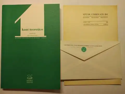 Cubeddu *, Italo: KANT TEORETICO   MATERIALI DEL NOVECENTO a cura di ITALO CUBEDDU. + AUTOGRAPH *. (Quaderni dell`Istituto di Filosofia di Urbino 1).. 