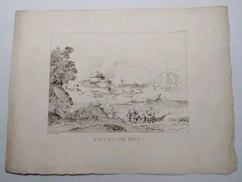 Adam *, Heinrich und Nicolas Poussin: Heinrich Adam *. ORIGINAL.-KUPFER.-RADIERUNG nach "Orpheus und Eurydike" (Gemälde von Nicolas Poussin). 