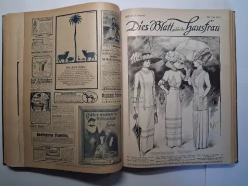Hoffmann / Riehn: Dies Blatt gehört der Hausfrau (Wöchentlich ein Heft) *. 24. Jahrgang: 25 Hefte von Heft 27 (Modeheft) von 3. April 1910 bis Heft 52 von 25. September 1910 in 1 Band (Gebunden). 