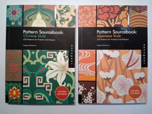 Nakamura, Shigeki: Pattern Sourcebook: Chinese Style / Japanese Style. 250 Patterns for Projects and Designs. 2 Volume / 2 BÄNDE inkl. CD-ROMs. 